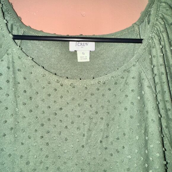 J. Crew Women's Midi Clip Dot Tiered Olive Green Dress - Small - Picture 2 of 9